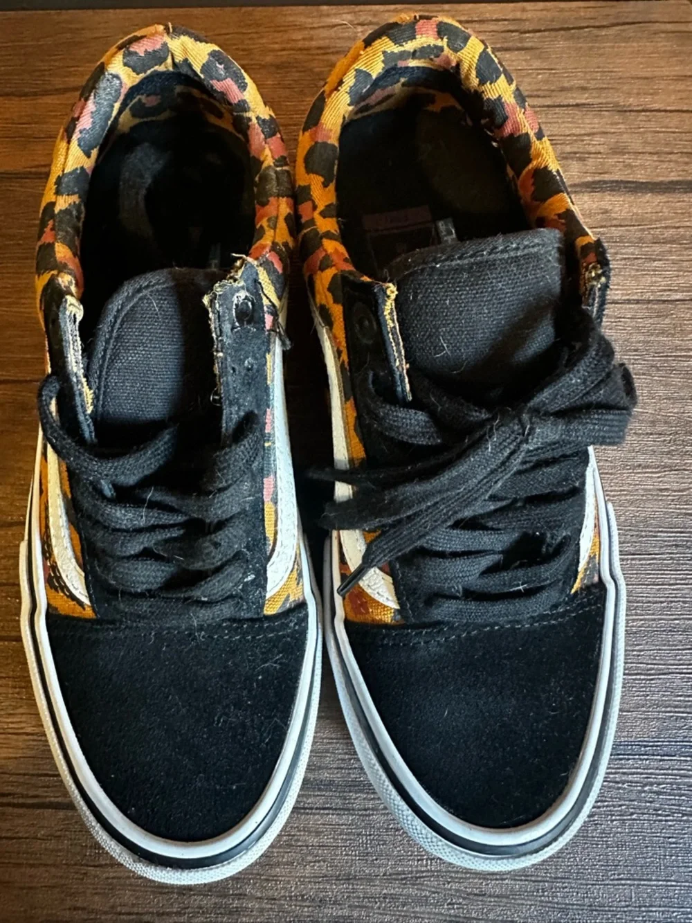 Vans Old Skool Leopard Print Low-Top Sneakers - Black & Orange - Picture 6 of 8